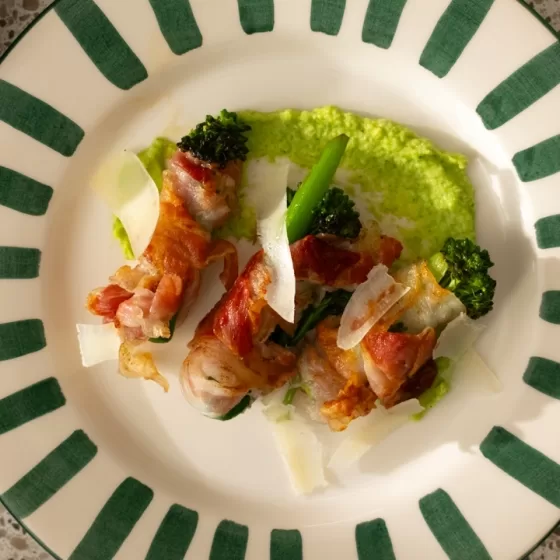 Bimi® omwikkeld met pancetta
